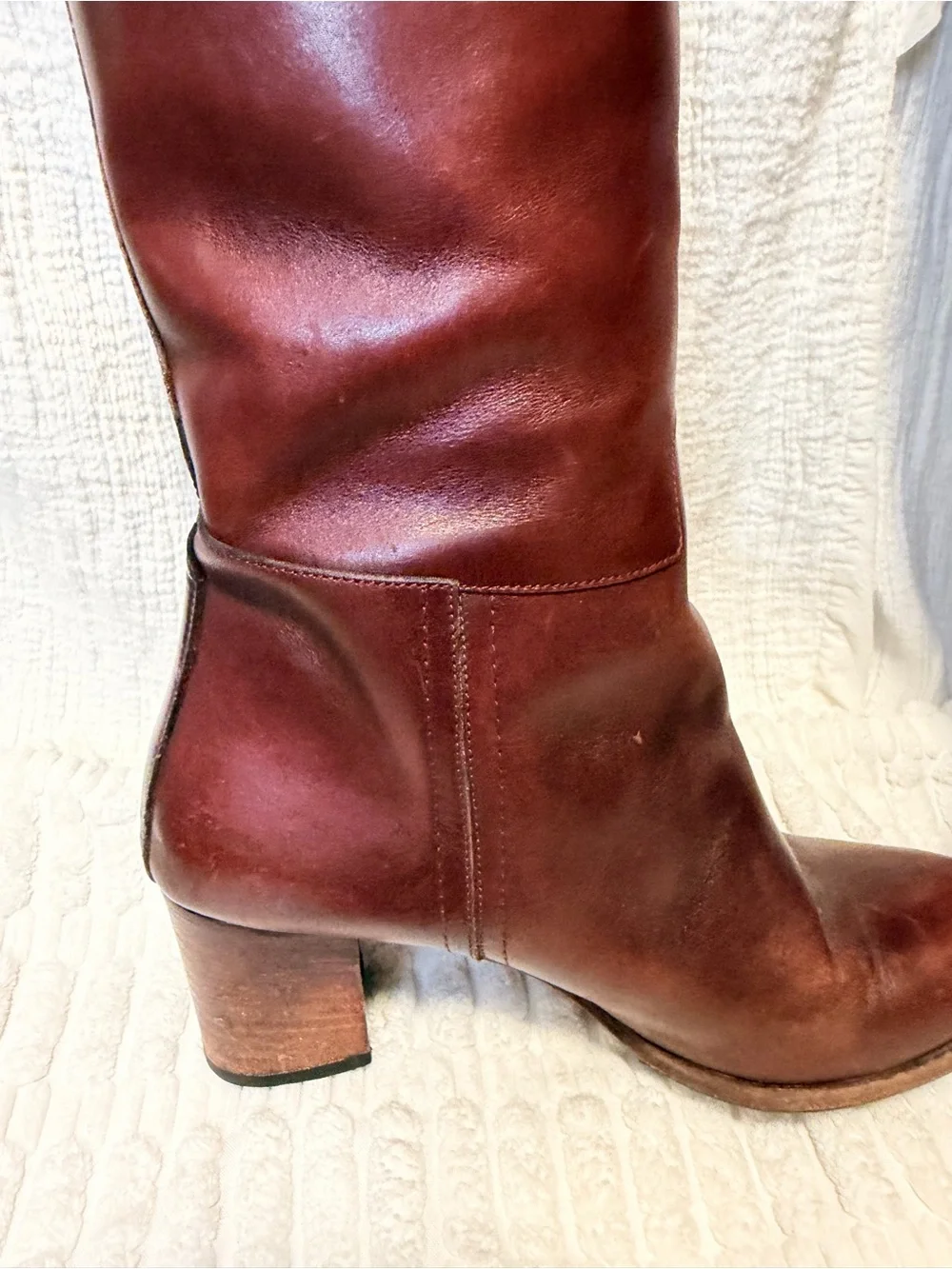 A.P.C. Knee High Leather Boots - Burgundy